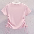 thumbnail image 6 of qelini Girls 2 Piece Outfit 8-16Years Mock Layer Short Sleeve Top with White Skirt Casual Summer for Teens Solid Color Summer Wear, 6 of 8