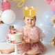 thumbnail image 2 of Gorro de punto con forma de corona para primer cumpleaños de bebé, gorro de fiesta para niño de 1 año, diadema amarilla con forma de corona para cumpleaños de niño pequeño, para bebé niño y niña, 2 of 5