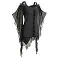 thumbnail image 3 of YanHoo Women's Plus Size Gothic Blouses Mesh Butterfly Sleeve Corset Lace Up Steampunk Medieval Renaissance Vampire Tops, 3 of 4