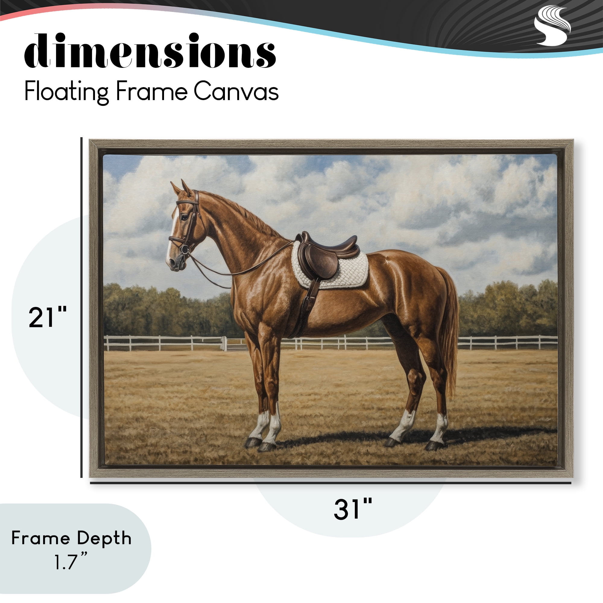 Stupell Industries Saddled Up Chestnut Horse Brown Framed Floater Canvas Wall Art, design by Petal Prints Design