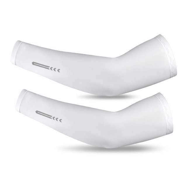 GLFILL A pair Ice silk Sun Protection Cooling Sleeves for Basketball Cycling Outdoor White L