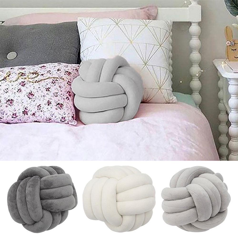 INS Knot Ball Pillows Solid Round Cushion Crocheted Balls Cojines Kid Room Props
