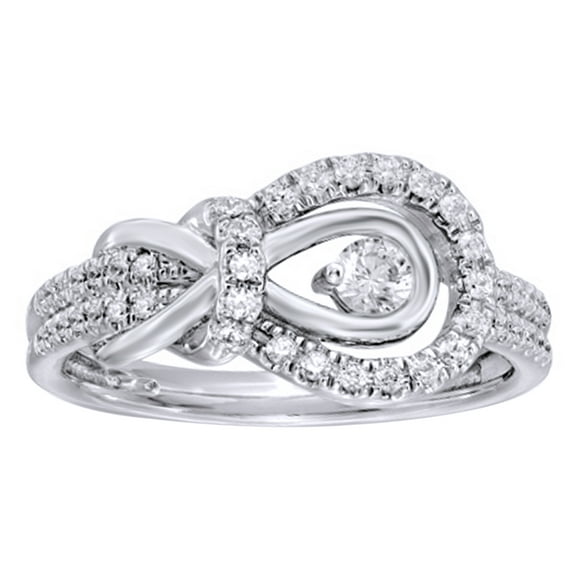 AFFY White Natural Diamond Knot Engagement Ring in 10k Solid Gold