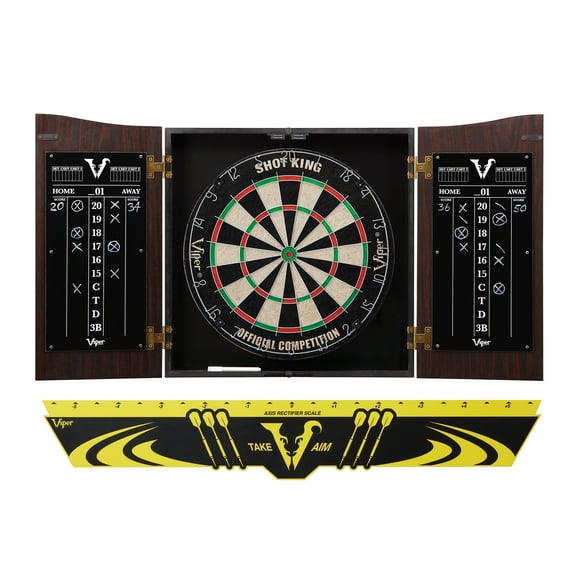 Viper Bristle Steel Tip Dartboard Cabinet with Darts, Tournament Quality Mahogany