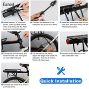 Rear Bike Rack, 115lbs 50KGS Bike Cargo Racks Frame Aluminum Alloy Universal Adjustable Cycling Equipment Stand Footstock Bicycle Luggage Carrier Bike Rack Rear with Reflector for 26-29 Frames