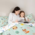 thumbnail image 5 of Homewish Cute Owl Fox Queen Comforter Set,Wild Animal Bedding Sets,Green Orange Gray Bedding Comforter Set For Girls Kids,Ultra Soft Home Decor Reversible,3 Pieces, 5 of 8