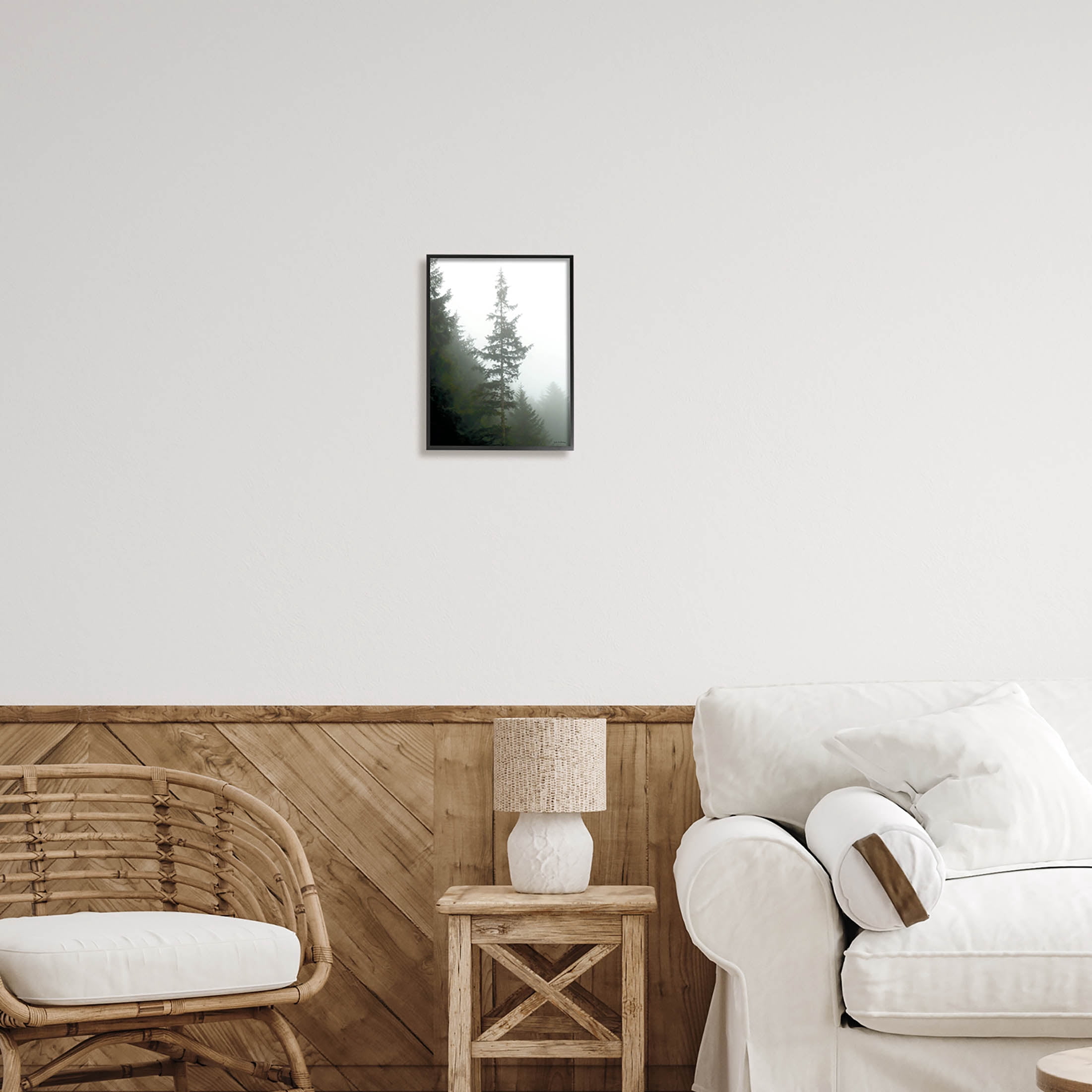 Stupell Industries Majestic Pine Foggy Forest Photograph Black Framed Art Print Wall Art, Design by Debra Van Swearingen
