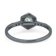 thumbnail image 3 of Natural Green Moss Agate Black Tone Silver Size-5 Minimalist Round Vintage Style Hexagonal Shaped CZ Wedding Engagement Rings For Women 925 Sterling Silver, 3 of 6