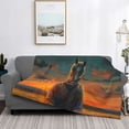 thumbnail image 2 of Rateoe Sunset Prairie Meditating Horse Pattern Flannel Throw Blanket, Ultra-soft Blanket for Bed, Couch, Car, Hypoallergenic Anti-pilling blanket-60"x50"(Horizontal), 2 of 6