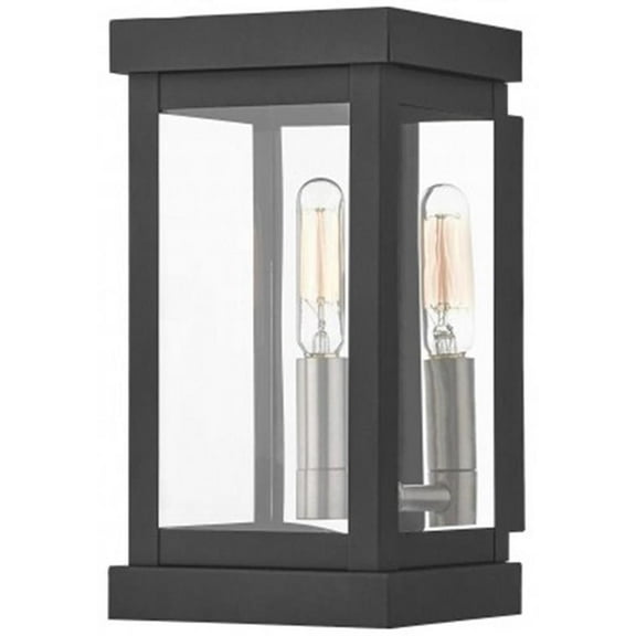 Beaumont Lane Contemporary Brass Outdoor Wall Lantern in Black