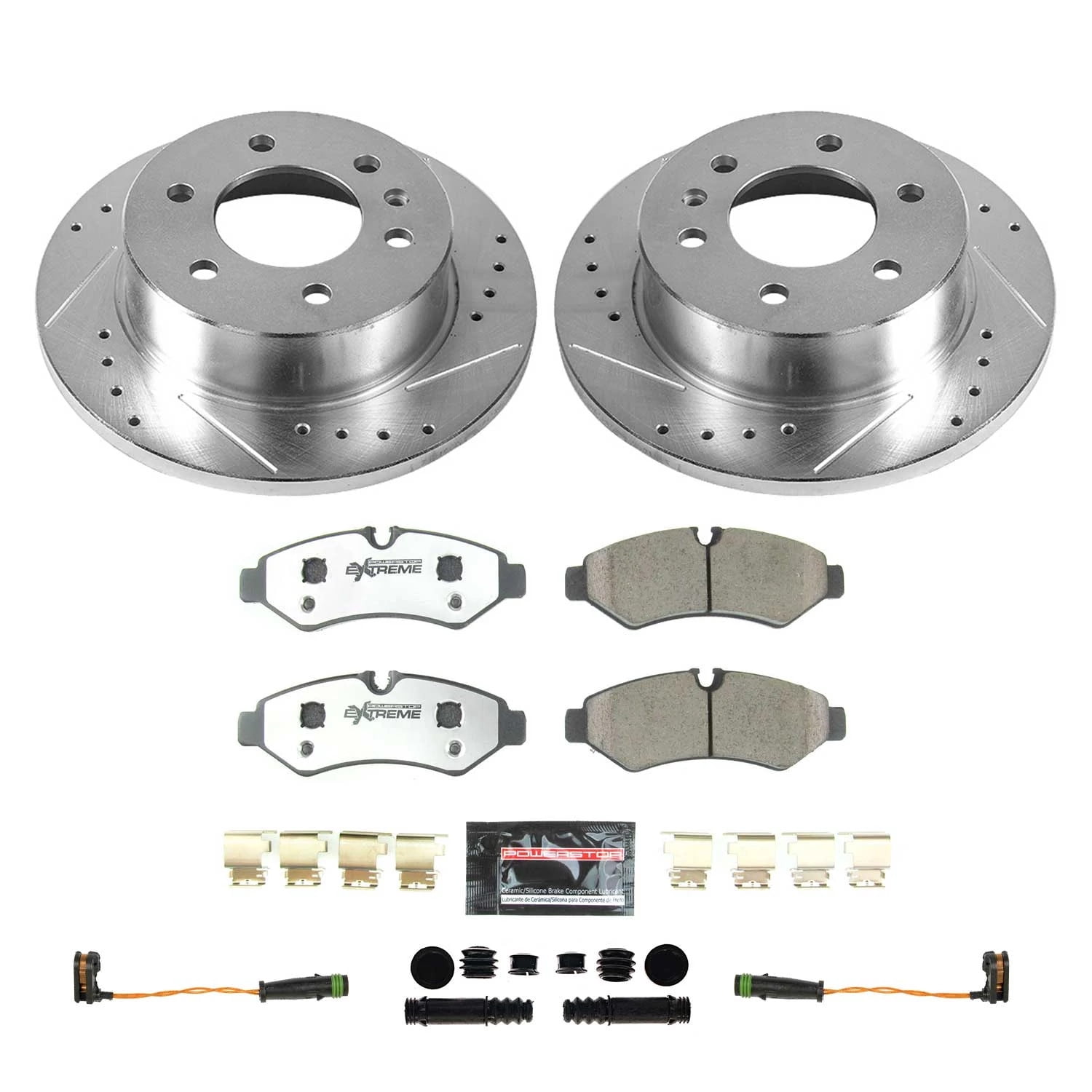 PowerStop Rear Z36 Truck & Tow Carbon-Fiber Ceramic Brake Pad and Drilled and Slotted Rotor Kit Fits: MERCEDES-BENZ Select Models K8649-36