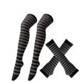 thumbnail image 3 of SAZBJOJN Halloween Socks Gloves Set Halloween Christmas Party Costume Accessory Solid Striped Over The Knee Socks Fingerless Gloves Set One Size Gray, 3 of 3