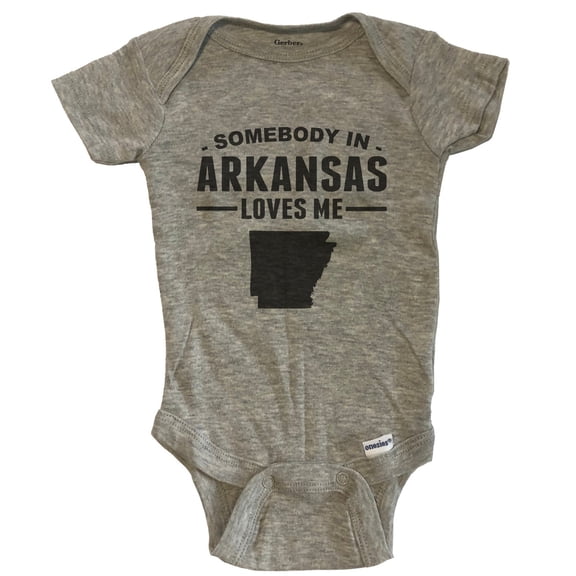 Somebody In Arkansas Loves Me Baby Bodysuit - Arkansas Baby Bodysuit - Grey