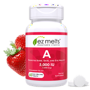 EZ Melts Vitamin A Promotes Bone, Skin, and Eye Health, 5000 IU 60 Tablets, Strawberry Flavored, Vegan Dietary Supplements, Dissolvable and Fast Melting