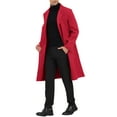 thumbnail image 4 of INSPIRE CHIC Men's Coats Single Breasted Lapel Collar Long Sleeve Back Slit Outerwear Coat L Burgundy, 4 of 7