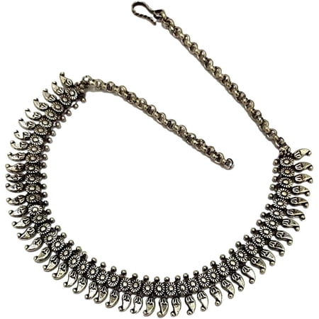 athizay Oxidized Indian Jewelry for Women Antique Silver Texture Fashion Necklaces Traditional Style Metal Beads Heavy Embellishment
