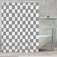 thumbnail image 3 of Aesthetic Checkerboard Grid Pattern Shower Curtain, White Grey Modern Shower Curtain Sets Decoration 71x71 Inch with plastic hooks, 3 of 6