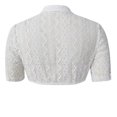 thumbnail image 3 of Girls White Lace Crop Top, Kids Elegant Off Shoulder and Long Sleeve Lace Blouse, Versatile Solid Layering Inner Shirt for Casual Daily Wear(White4,9-10 Years), 3 of 3