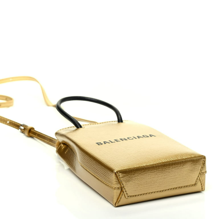 Balenciaga Gold Calfskin Leather Shopper Cross Body Bag 593826