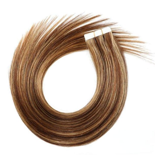 Elailite Tape Hair Extensions Real Human Hair 10 Pcs - Seamless Skin Weft Remy Natural Hair Extension Straight - #2 Dark Brown - 12 Inch 25g
