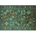 thumbnail image 1 of Ahgly Company Machine Washable Indoor Rectangle Oriental Turquoise Blue Industrial Area Rugs, 8' x 12', 1 of 4