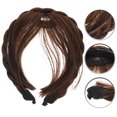 thumbnail image 2 of GAXIRE Pelucas sintéticas de moda, diadema, flequillo frontal, extensiones de cabello para mujeres y niñas (marrón oscuro), 2 of 5
