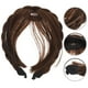 thumbnail image 2 of FELTECHELECTR Pelucas sintéticas de moda, diadema, flequillo frontal, extensiones de cabello para mujeres y niñas (marrón oscuro), 2 of 5