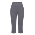 thumbnail image 4 of TQWQT Khaki Womens Capris for Summer Capri Pants Knee Length High Waisted Plus Size Cropped Trouser Dressy Casual Pedal Pushers with Pockets Dark Gray M, 4 of 7