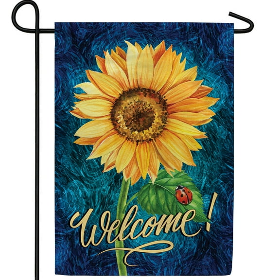 America Forever Welcome Sunflower Garden Flag, 12.5 x 18 inches Double Sided, Fall Sunflower with Ladybug, Autumn Seasonal Outdoor Flags for Yard, Lawn, and Garden