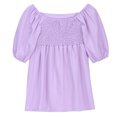 thumbnail image 5 of Fesfesfes Girls'Summer Solid Color Short Sleeve Crew Neck Elastic Waistband Dress with Pockets Casual Comfortable Cotton Blend Dress for Kids(Purple,9 Years), 5 of 8