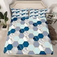 thumbnail image 2 of Homewish Teens Geometric Honeycomb 3pcs Twin Sheet Sets,Bling Golden Glitter Twin Fitted Sheet,Abstract Gradient Hexagon Breathable Flat Sheet,Lightweight Room Decor, 2 of 7