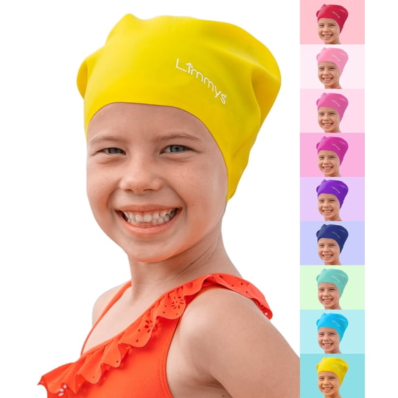 Limmys Kids Swim Cap – 100% Silicone Swim Cap for Long Hair – Soft, Stretchy & Comfortable Swimming Cap – Designed for Durability & a Tangle-Free Experience