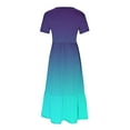 thumbnail image 5 of ICHUANYI Summer Dresses for Women Beach Dress Solid Color Short Sleeve Sundress Casual Loose Dress, 5 of 7