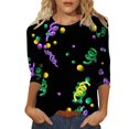 thumbnail image 1 of Outfmvch Chemises Mardi Gras pour Femmes, Manches 3/4 Hauts pour Femmes, Tenue Mardi Gras pour Femmes, Blouses pour Femmes, Hauts d'Entraînement pour Femmes, Tunique Graphique de Carnaval Manches 3/4 Col Rond Blouse Marine 4TG, 1 of 5