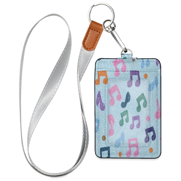 PU Leather Badge Holder Lightweight ID Card Holder with Window Pocket Graffiti Notes