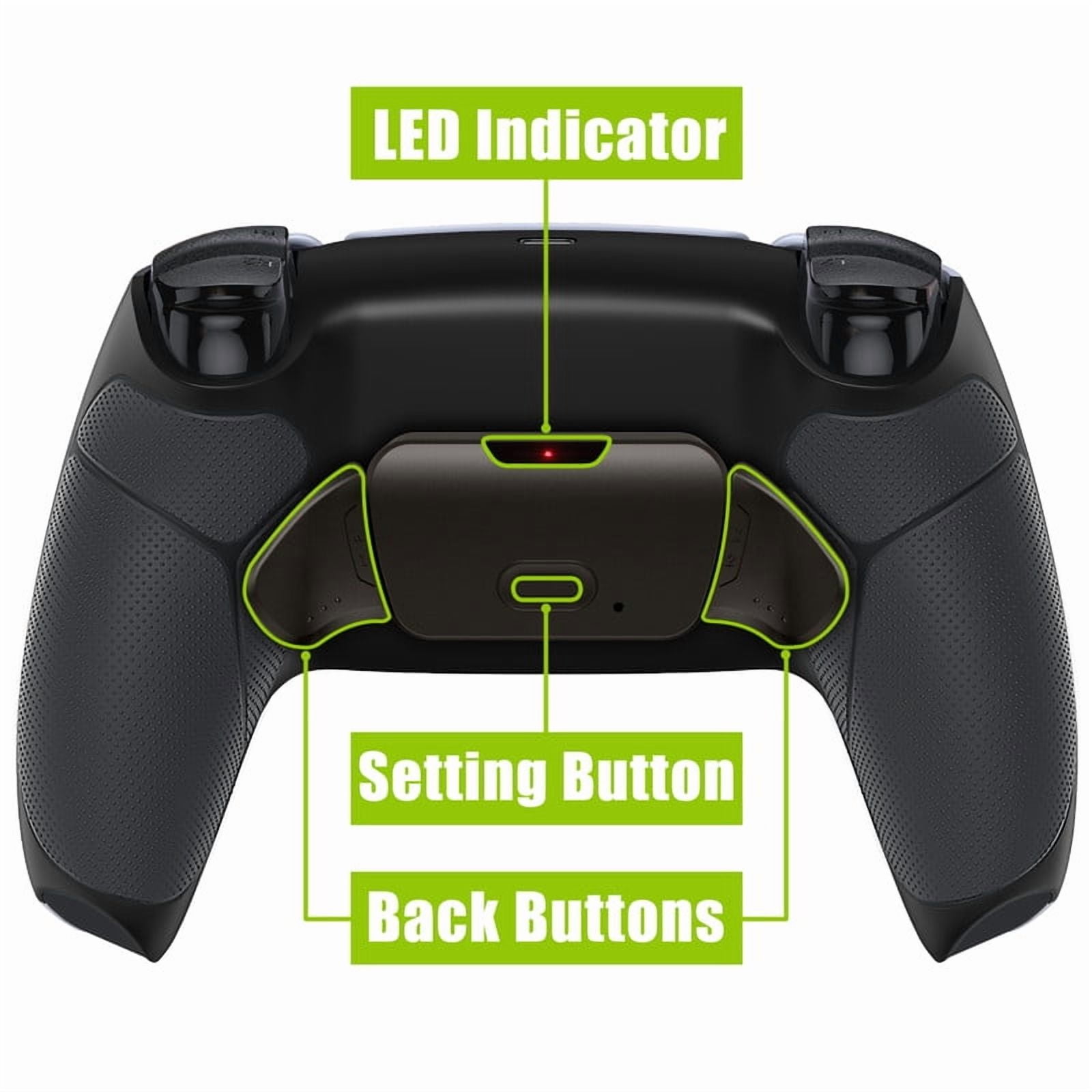 eXtremeRate Black Real Metal Buttons RMB RISE V3 Remap Kit for PS5 Controller BDM-030 040 050, Rubberized Grip Bottom Shell Upgraded Programable Back Buttons Set for PS5 Controller - NO Controller