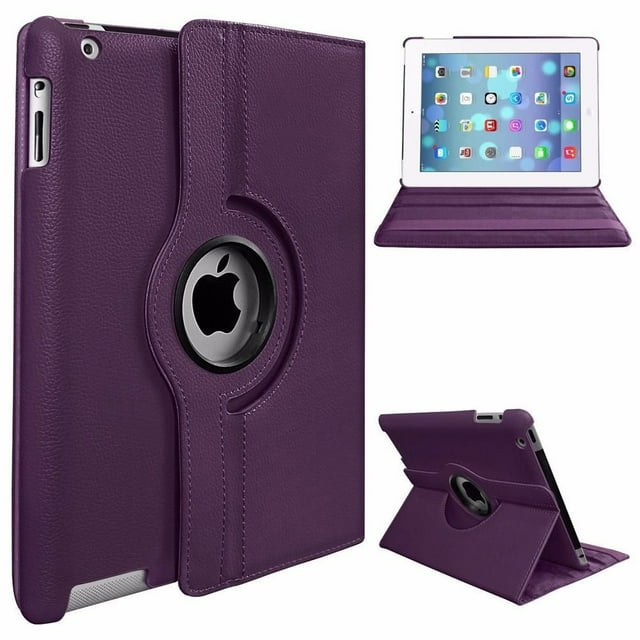 Exian Étui Rotatif en Cuir PU pour iPad Pro 11 Pouces 2018 avec Support, Violet