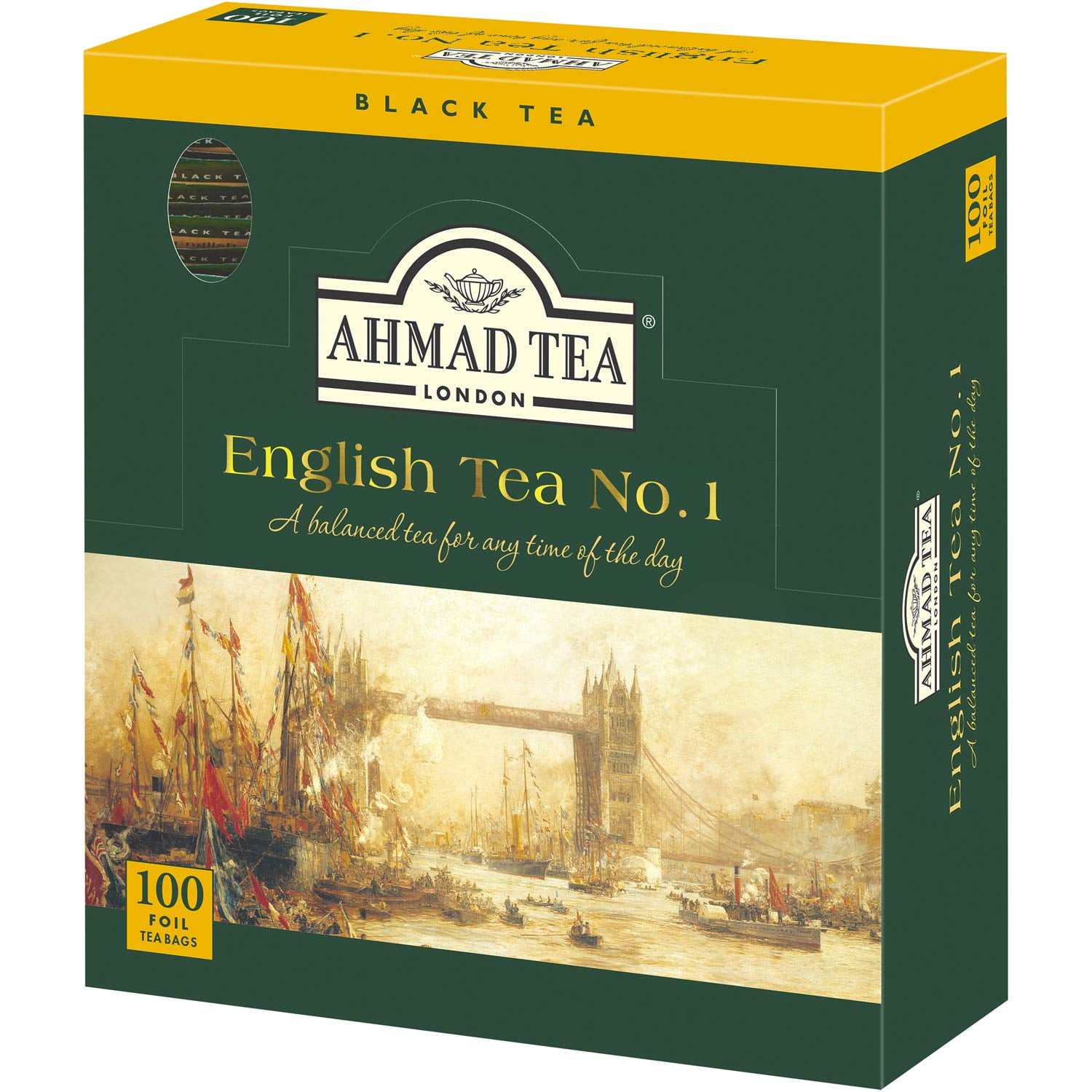 Ahmad Tea English Tea No.1 Enveloped Teabag, 100 Count