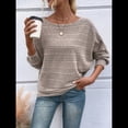 thumbnail image 4 of Blusas de Larga Suaves para Mujer, Cuello Redondo, Estilo Jersey, Estilo Informal de Negocios, de Punto con Mangas Murciélago, Conjuntos Oversize 2025 Gris M, 4 of 9