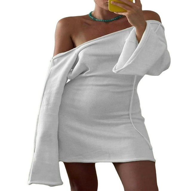 Robe Mini à Manches Longues avec Design Dos Nu pour Femmes