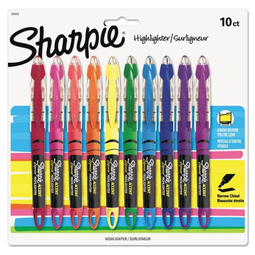 New Sharpie Liquid Pen Style Highlighters, Chisel Tip, Assorted Colors, 10/Set,Each