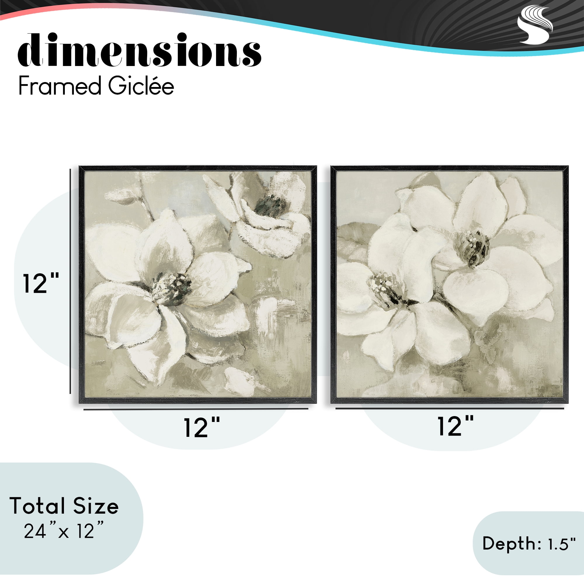 Stupell Industries Beige Magnolias after Rain 2 Piece Black Framed Giclee Art Set, design by Lanie Loreth