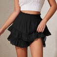 thumbnail image 2 of TaTaai Ladies Elastic Waist Layered Skort Solid Color Pleated Ruffle Shorts Casual Summer Skirt Pants Tiered Style Gift, 2 of 8