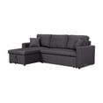 thumbnail image 3 of Paisley Dark Gray Linen Fabric Reversible Sleeper Sectional Sofa Storage Chaise, 3 of 9