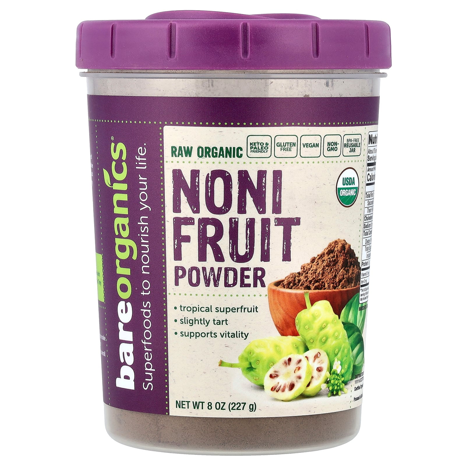 BareOrganics Noni Fruit Superfood Powder, 8 Oz