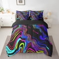 thumbnail image 2 of Abstract Wavy Line Bedding Set Rainbow Gradient Spiral Bed In A Bag With Sheets For Kids Adults,Colorful Geometry Swirls Queen Comforter Set 7 Piece Marble Grain Sheet Set With Comforter, 2 of 5
