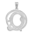 thumbnail image 4 of Auriga 925 Sterling Silver Rhodium-plated Fancy Script Letter Q Initial Pendant for Women, 4 of 6