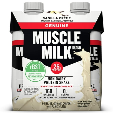 Muscle Milk Genuine Non-Dairy Protein Shake, Vanilla CrÃ¨me, 25g Protein, Ready to Drink, 11 fl. oz., 4 (Best Whey For Muscle Building)