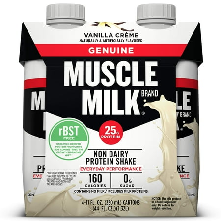 Muscle Milk Genuine Non-Dairy Protein Shake, Vanilla CrÃÂ¨me, 25g Protein, Ready to Drink, 11 fl. oz., 4 (Best Beachbody Program To Build Muscle)