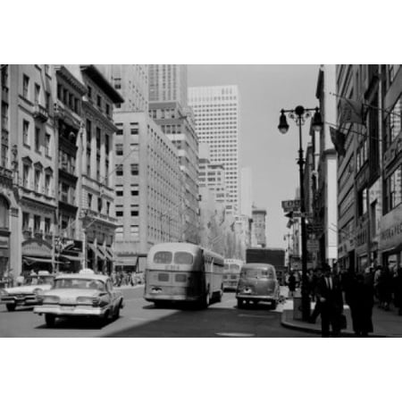 47th Street Photo - USA New York State New York City Fifth Avenue with new Tishman Building seen from 47th Street Canvas Art - (24 x 36)